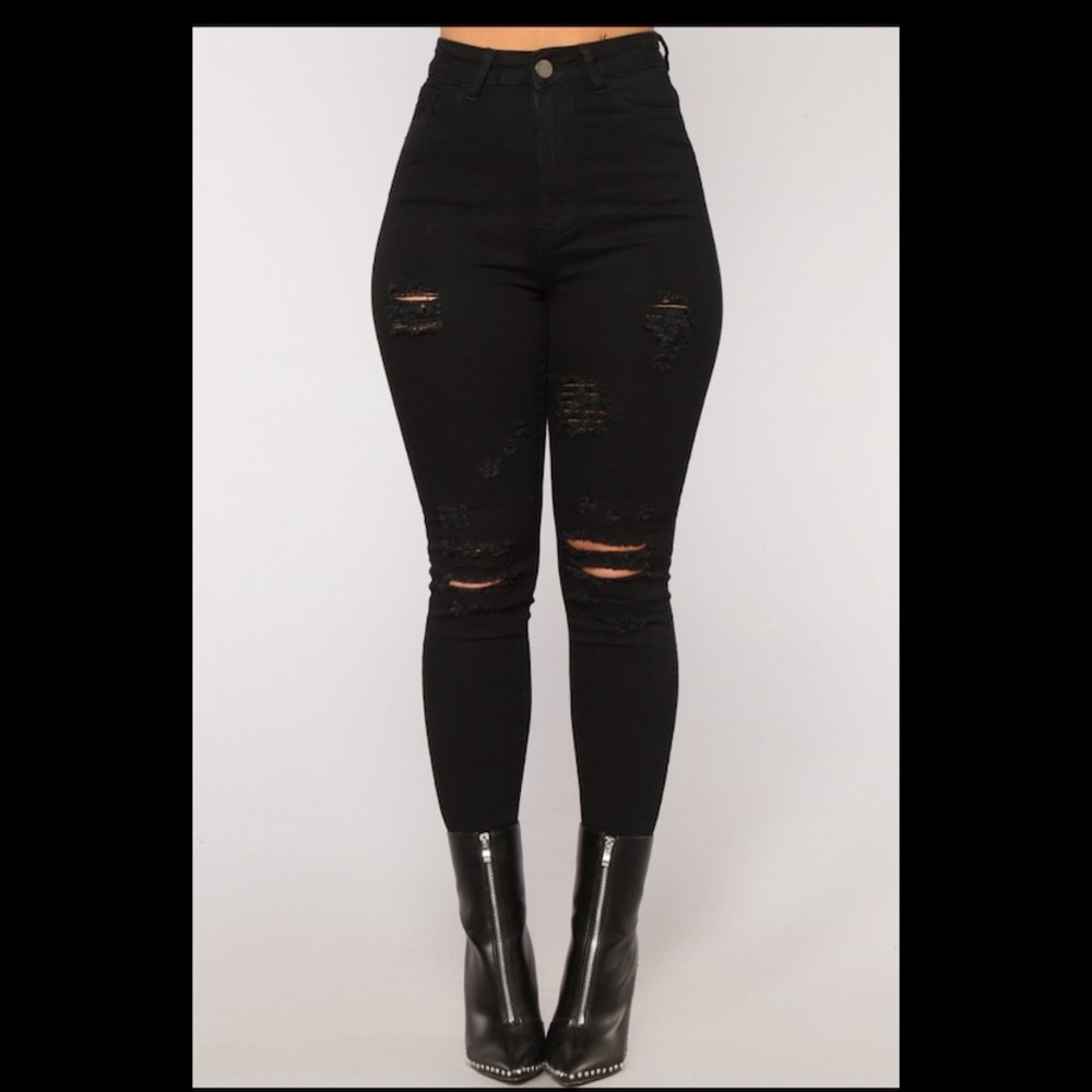 Get In The Groove Distressed Jeans by Fashion Nova